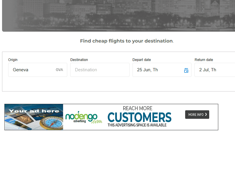 Hotel reservation main page advertising